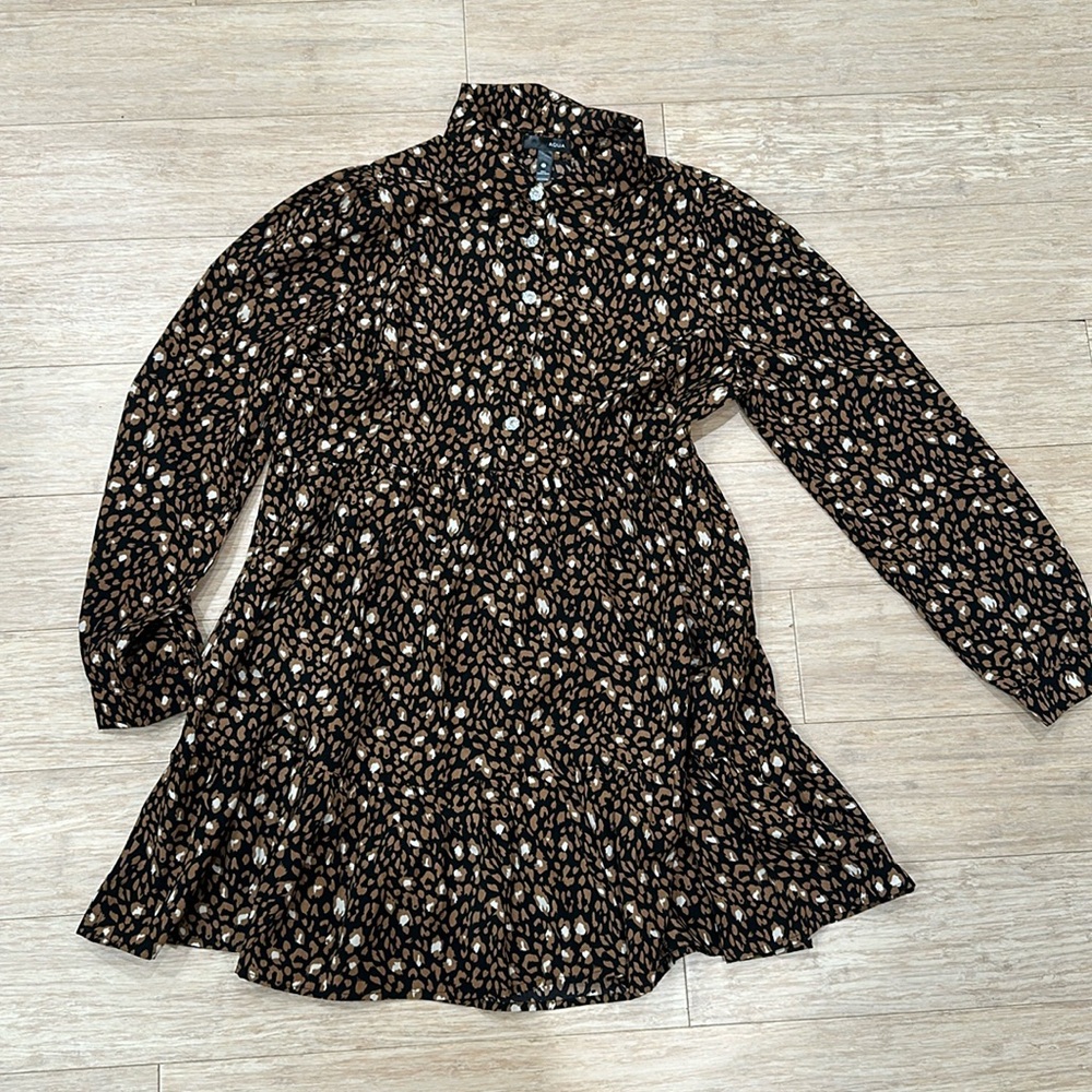Aqua dress with crystal buttons
